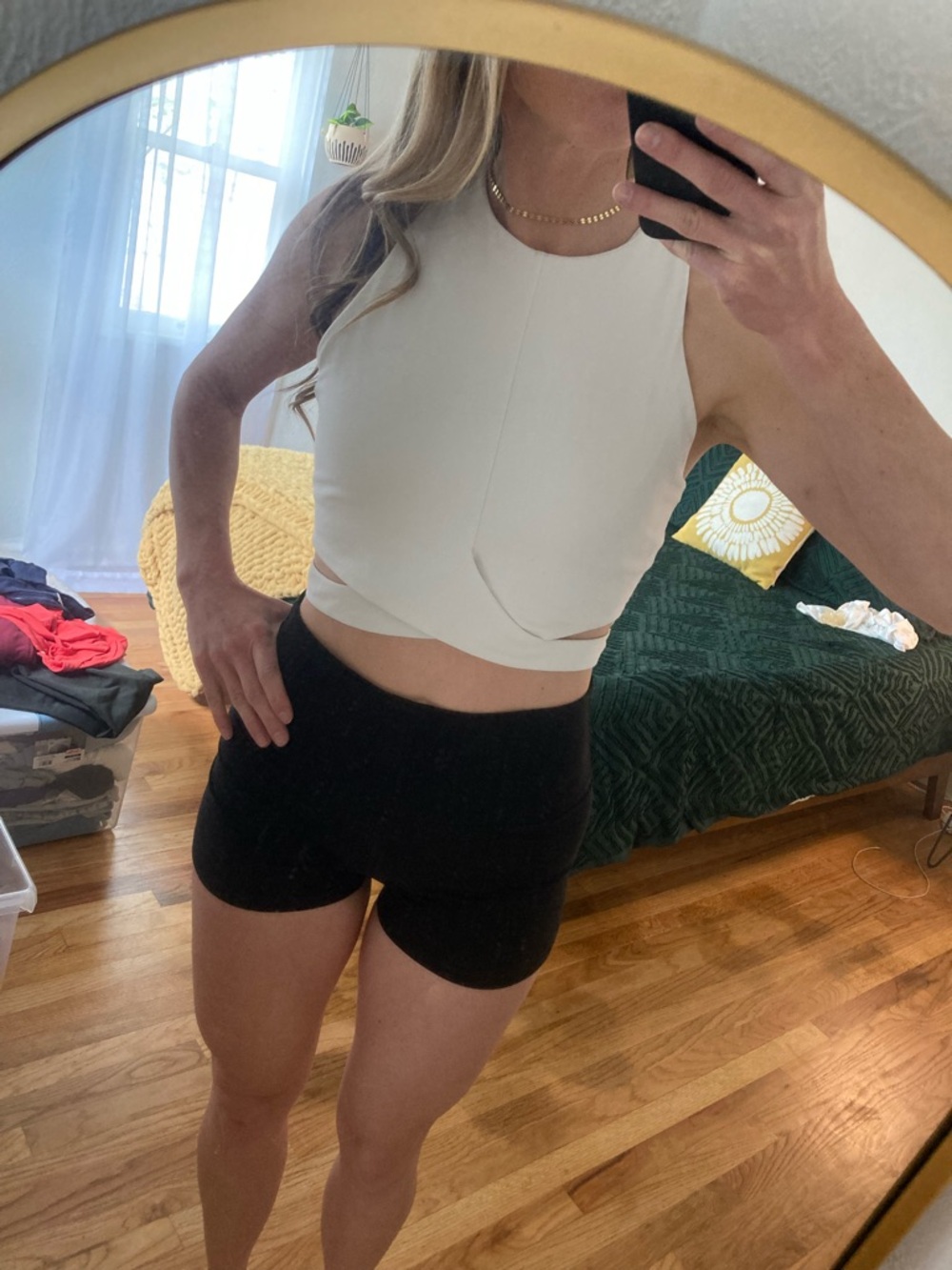 Athleta Cream Twist-Detail Crop Top - Picture 2 of 7